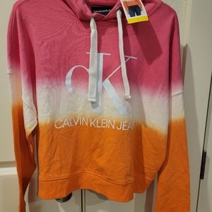 Calvin Klein Dip Dye Cropped Hoodie  "New with Tags" Sz Small Nice!!!!